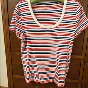 Talbots Multicolor Striped Short Sleeve Tee